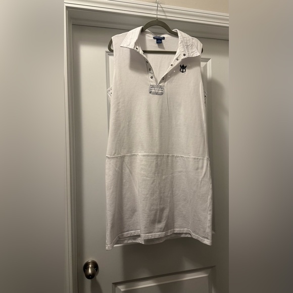 White Sleeveless Polo Dress - Picture 1 of 7